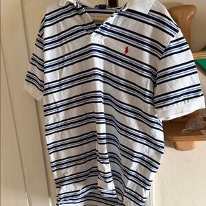 Ralph Lauren White and Navy Striped Polo